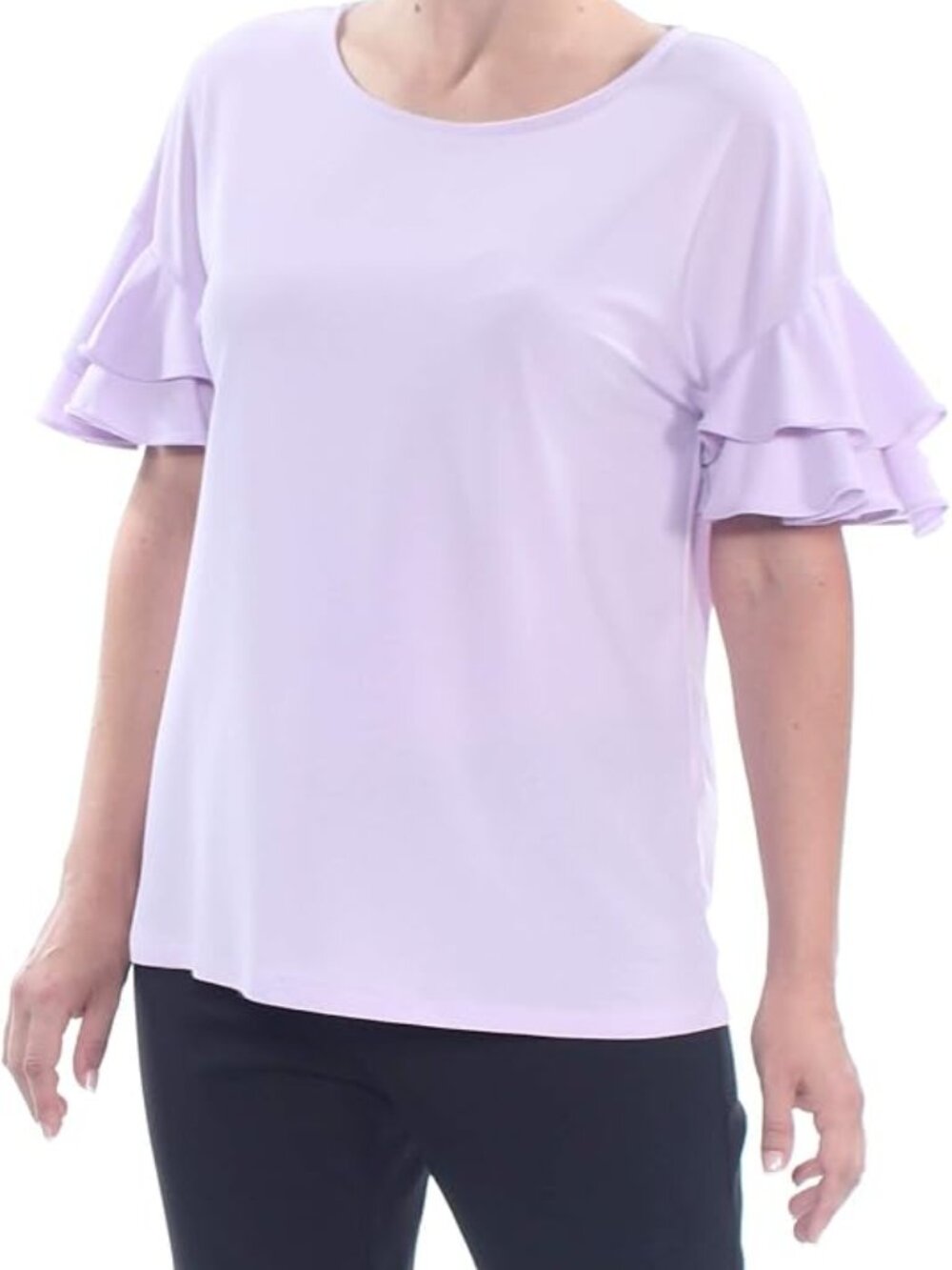 INC International Concepts Womens Ruffled Crewneck Top